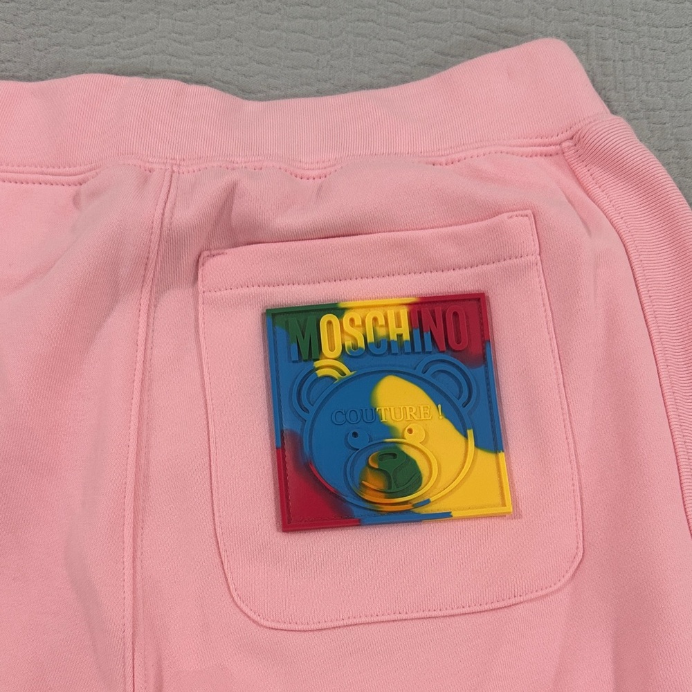 Moschino Pink Track Joggers with Colorblock Back Patch - Picture 3 of 8